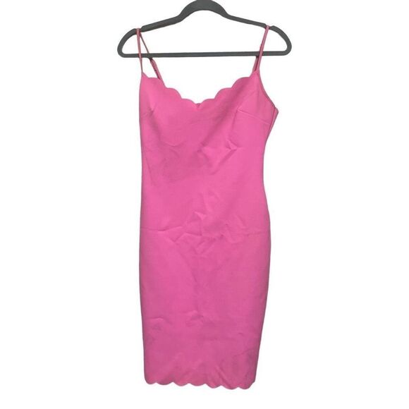 Likely Pink Scalloped Neckline Midi Dress Size 2 - Picture 1 of 5